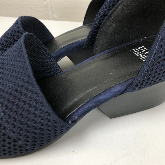 Eileen Fisher Womens Hallo Knit D'Orsay Pump Shoes 7.5 Blue Slip On Wedge Heel - Picture 7 of 10
